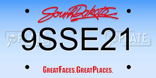 9SSE21 South Dakota License Plate
