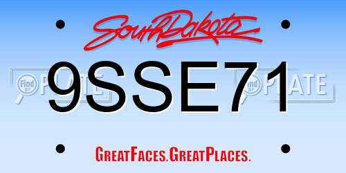 9SSE71 South Dakota License Plate