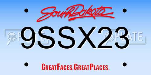 9SSX23 South Dakota License Plate