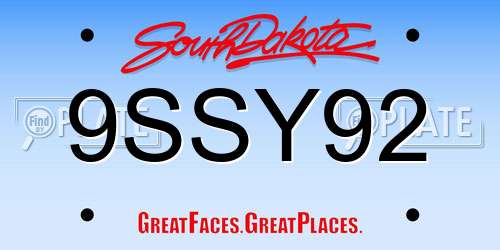 9SSY92 South Dakota License Plate