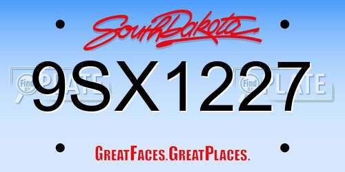 9SX1227 South Dakota License Plate