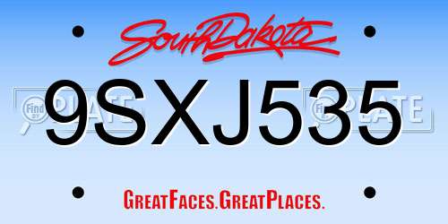 9SXJ535 South Dakota License Plate