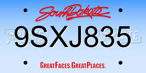 9SXJ835 South Dakota License Plate
