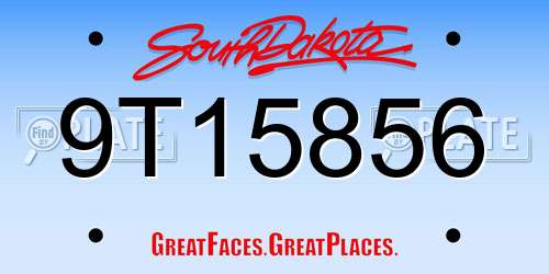 9T15856 South Dakota License Plate