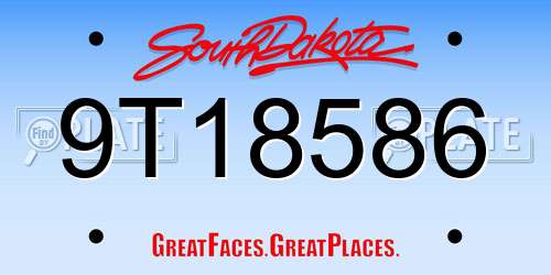 9T18586 South Dakota License Plate