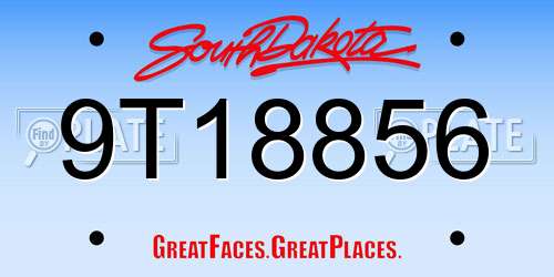 9T18856 South Dakota License Plate