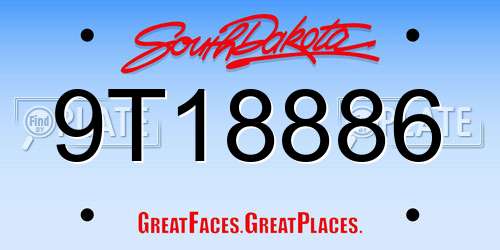 9T18886 South Dakota License Plate
