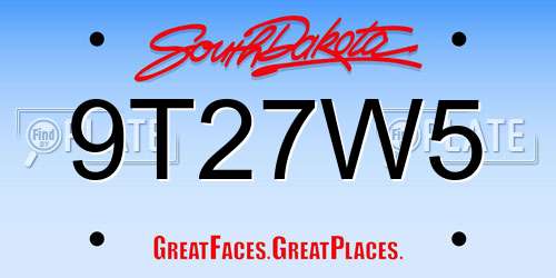 9T27W5 South Dakota License Plate