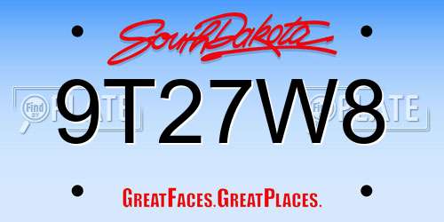 9T27W8 South Dakota License Plate