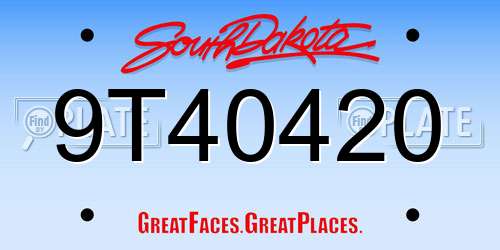 9T40420 South Dakota License Plate