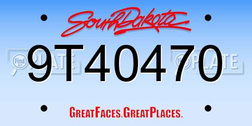 9T40470 South Dakota License Plate