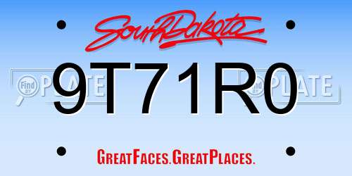 9T71R0 South Dakota License Plate