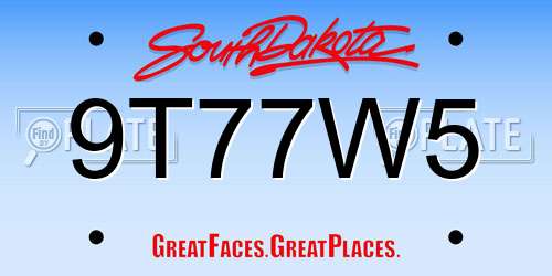 9T77W5 South Dakota License Plate