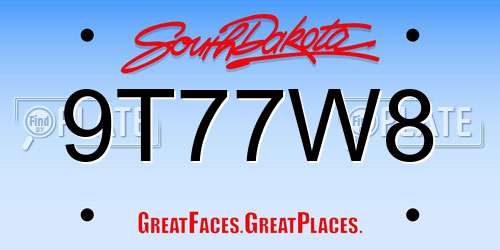 9T77W8 South Dakota License Plate