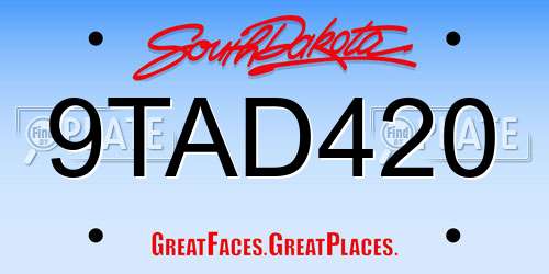 9TAD420 South Dakota License Plate