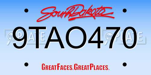 9TAO470 South Dakota License Plate