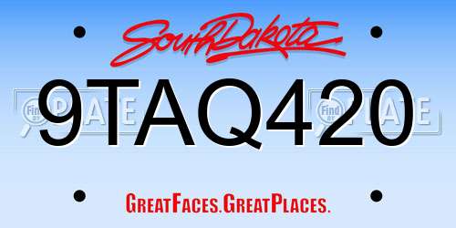 9TAQ420 South Dakota License Plate