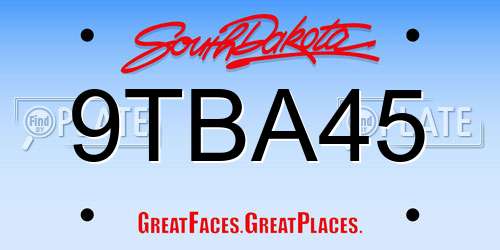 9TBA45 South Dakota License Plate