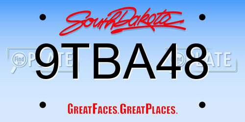 9TBA48 South Dakota License Plate