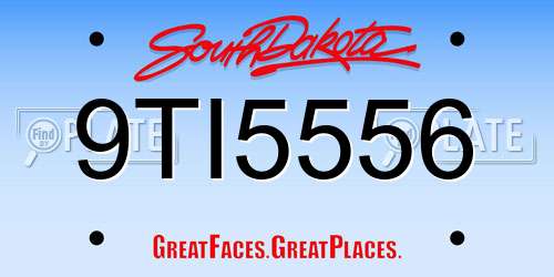 9TI5556 South Dakota License Plate