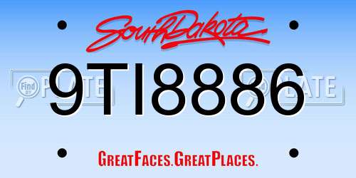 9TI8886 South Dakota License Plate