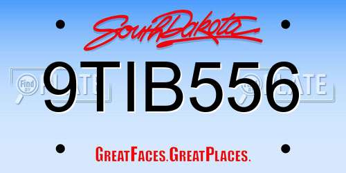 9TIB556 South Dakota License Plate