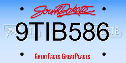 9TIB586 South Dakota License Plate