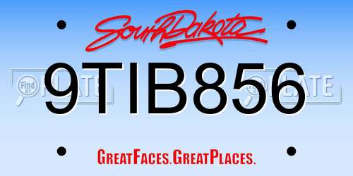 9TIB856 South Dakota License Plate