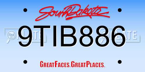 9TIB886 South Dakota License Plate