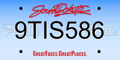 9TIS586 South Dakota License Plate