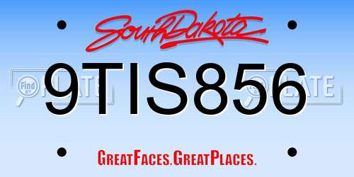 9TIS856 South Dakota License Plate