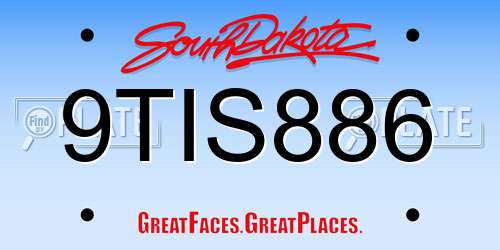 9TIS886 South Dakota License Plate