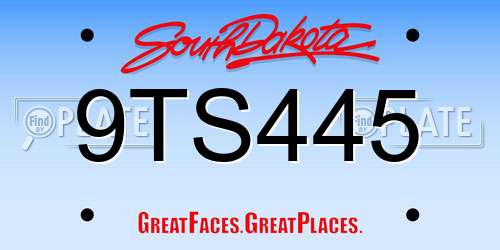 9TS445 South Dakota License Plate