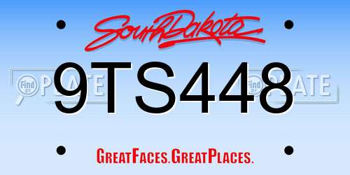 9TS448 South Dakota License Plate
