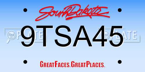 9TSA45 South Dakota License Plate