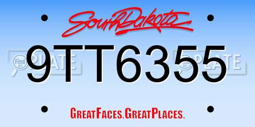 9TT6355 South Dakota License Plate