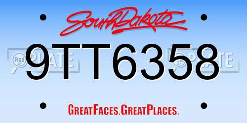 9TT6358 South Dakota License Plate