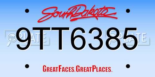 9TT6385 South Dakota License Plate