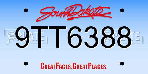 9TT6388 South Dakota License Plate