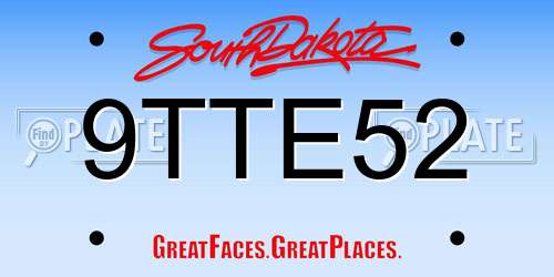 9TTE52 South Dakota License Plate