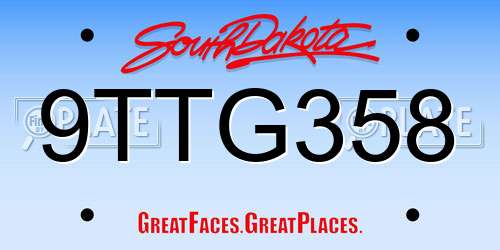 9TTG358 South Dakota License Plate