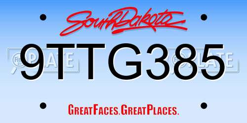 9TTG385 South Dakota License Plate