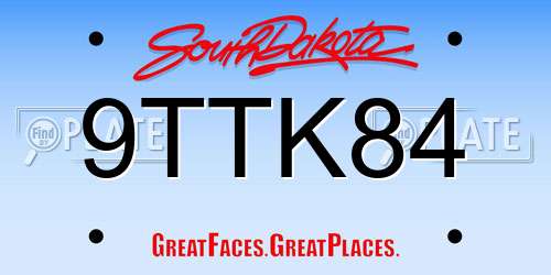 9TTK84 South Dakota License Plate