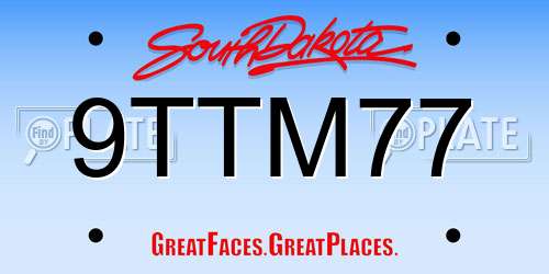 9TTM77 South Dakota License Plate