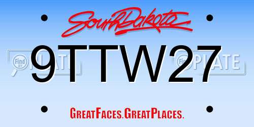 9TTW27 South Dakota License Plate