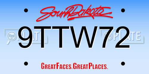 9TTW72 South Dakota License Plate