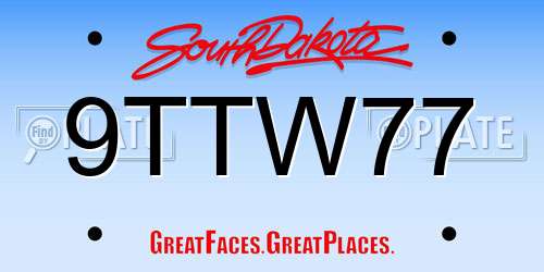 9TTW77 South Dakota License Plate
