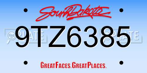 9TZ6385 South Dakota License Plate