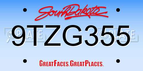 9TZG355 South Dakota License Plate