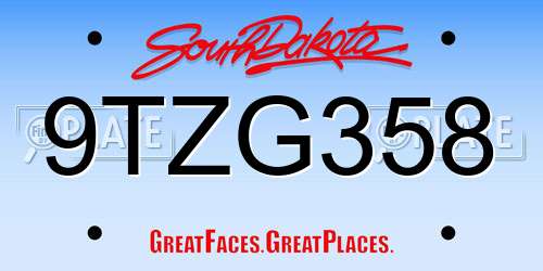 9TZG358 South Dakota License Plate